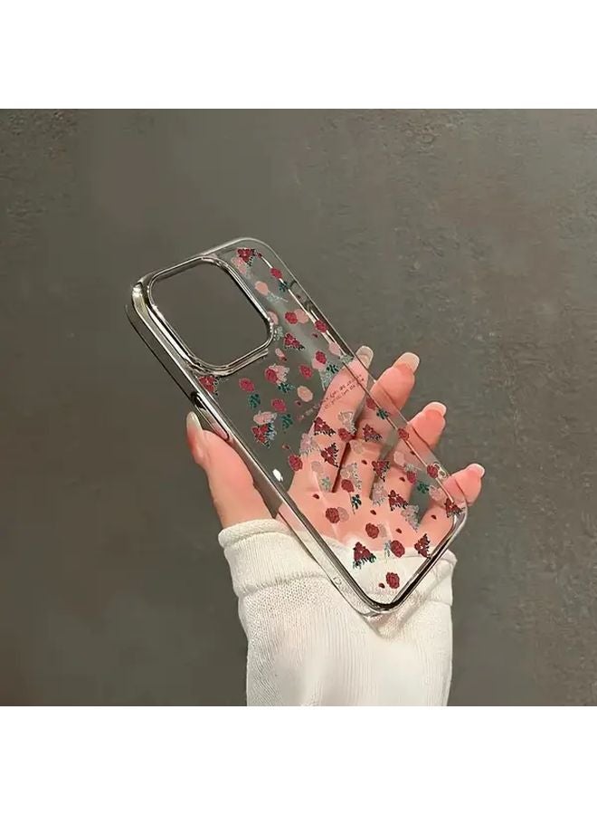 حافظة هاتف شفافة مطبوعة بأحرف زهرية فضية متوافقة مع آيفون 12 - Image 5
